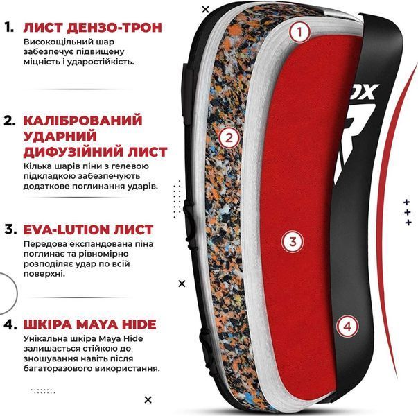 Пади для тайського боксу RDX T1 Curved Thai Kick Pad Black (1 шт.) APR-T1B фото