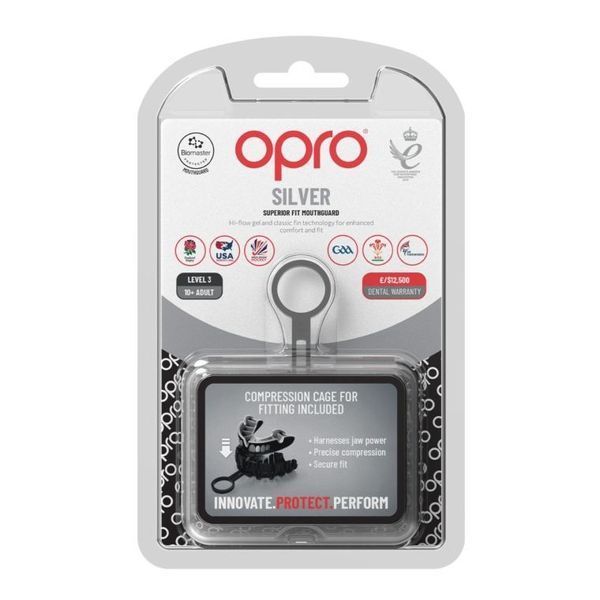 Капа OPRO Silver доросла (вік 11+) Grillz Black/Silver (art.102502013) Silver_Grilz_Bl/Silver фото