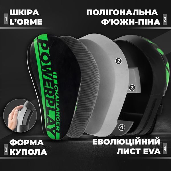 Лапи боксерські PowerPlay 3041 Чорно-Зелені PU [пара] PP_3041_Green фото