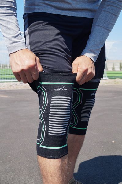 Наколінники PowerPlay 4099 Knee Support Чорно/Зелені L/XL (пара) PP_4099_L/XL_Bl/Green фото