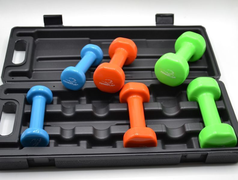 Набір гантелей в кейсі 6 кг. PowerPlay 4103 Fitness Dumbells (2шт.*0,5кг. 2шт.*1кг. 2шт.*1,5кг.) PP_4103_6kg фото