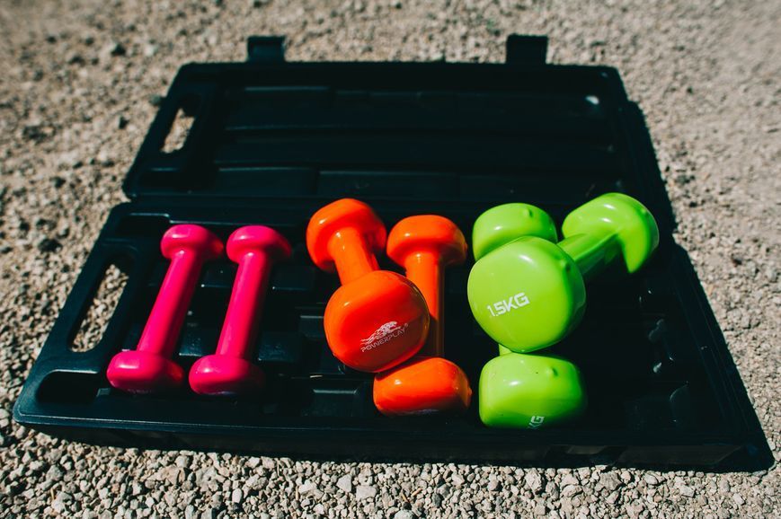 Набір гантелей в кейсі 6 кг. PowerPlay 4103 Fitness Dumbells (2шт.*0,5кг. 2шт.*1кг. 2шт.*1,5кг.) PP_4103_6kg фото