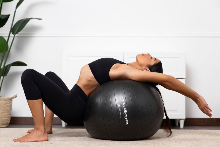 М'яч для фітнесу (фітбол) Power System PS-4013 &Oslash;75 cm PRO Gymball Black 4013BK-0 фото