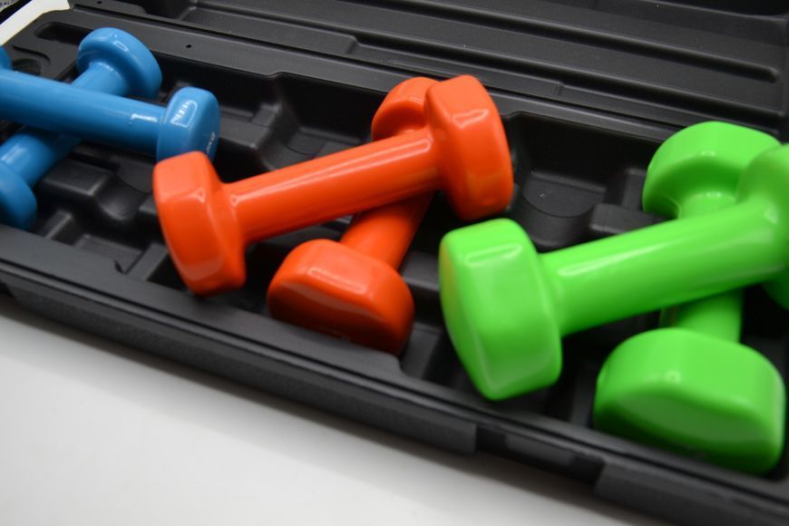 Набір гантелей в кейсі 6 кг. PowerPlay 4103 Fitness Dumbells (2шт.*0,5кг. 2шт.*1кг. 2шт.*1,5кг.) PP_4103_6kg фото